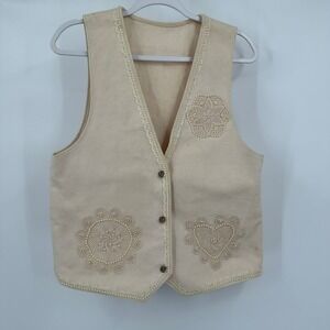Women's Cream Crochet Accent Vest